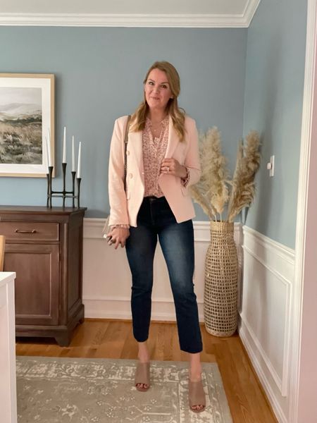 What to wear for happy hour 

Pink blush blazer, floral peasant top & blue denim fit true to size. Denim has good stretch so you may want to size down for a tighter fit. If you have broad shoulders or a larger chest I’d size up in the blazer

Use code SARAHCAMILLE10 for 10% off.

#LTKunder50 #LTKSeasonal #LTKstyletip
