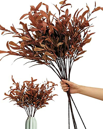 SNAIL GARDEN 5Pcs Fall Artificial Olive Leaves, 37" Long Stems Silk Greenery Autumn Eucalyptus Leaves Fake Plant Spray for Home Tall Vase Halloween Indoor Outdoor Table Centerpiece Fireplace Decor | Amazon (UK)