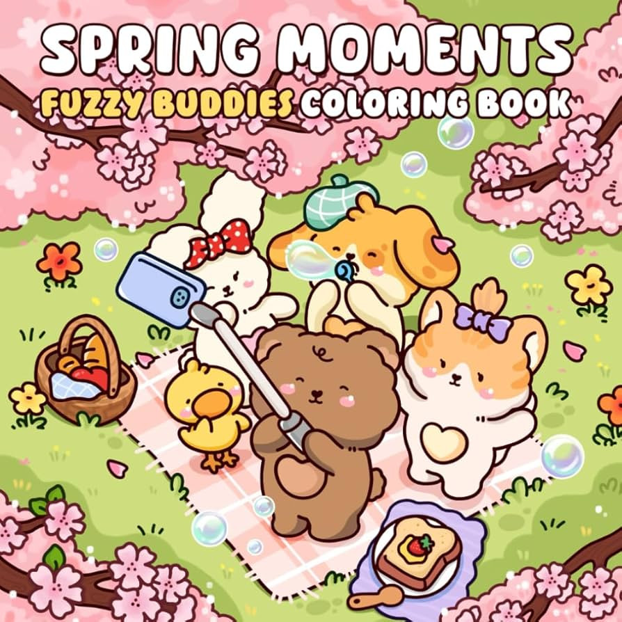 Spring Moments: A Coloring Book of Fuzzy Animal Friends and Cheerful Spring Scenes for Relaxation | Amazon (US)