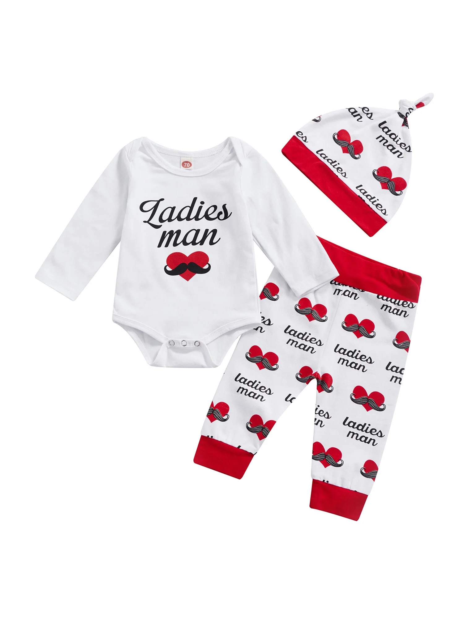 Sunisery My 1st Valentine's Day Newborn Infant Baby Boys Clothes Set Letter Romper Pants Hat Autu... | Walmart (US)