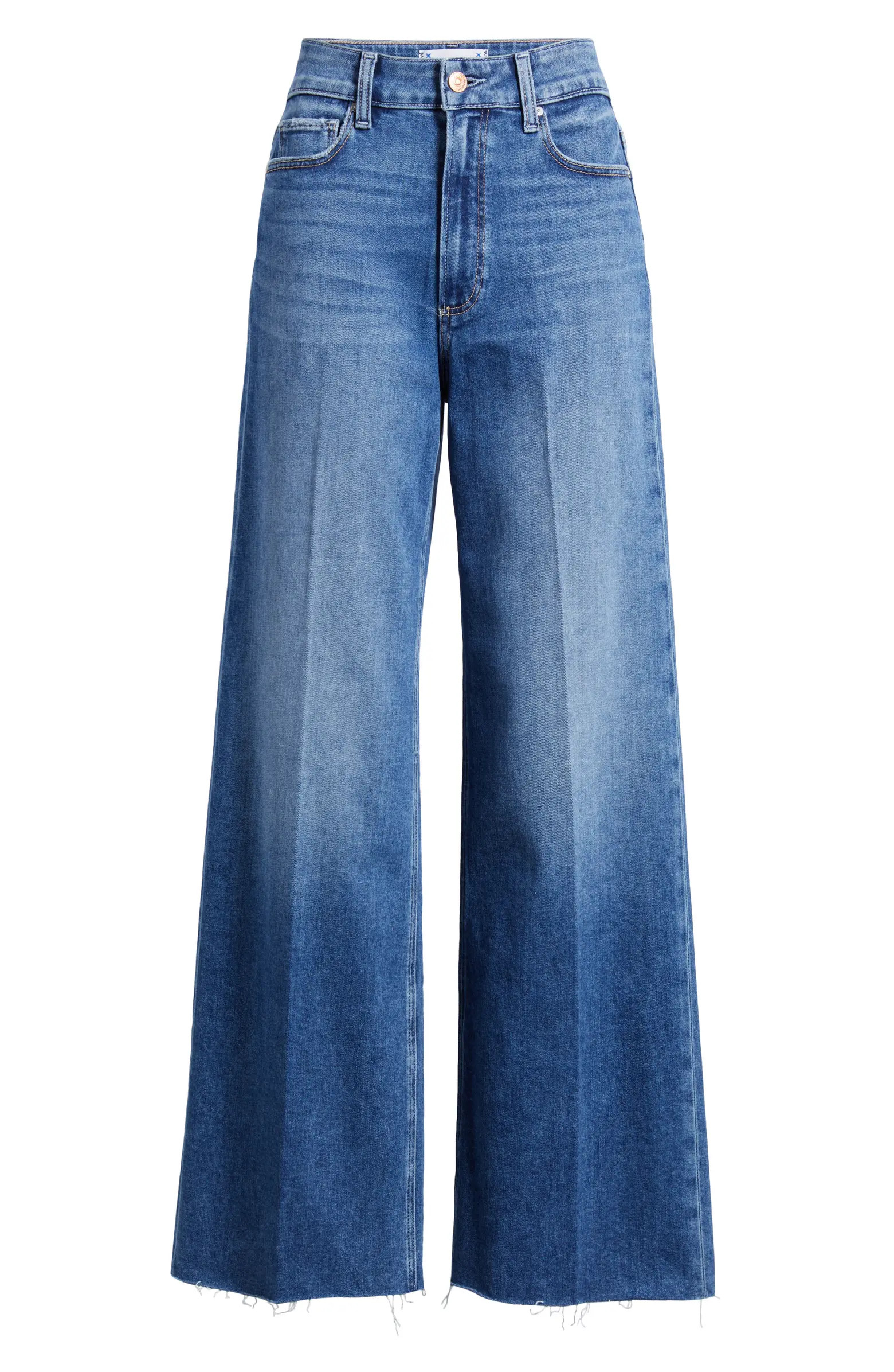 PAIGE Anessa High Waist Raw Hem Wide Leg Jeans | Nordstrom | Nordstrom