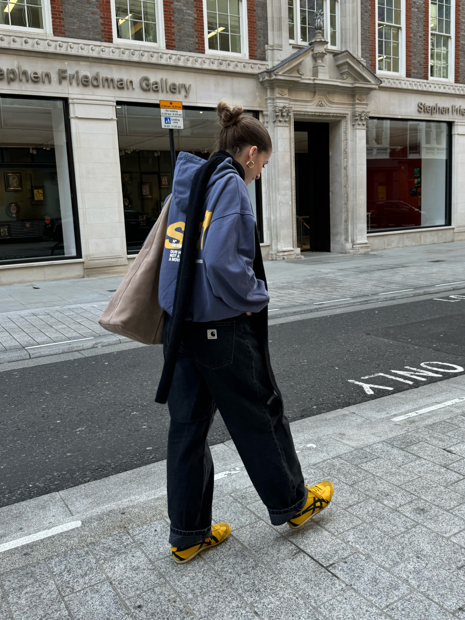 Autumn outfit, high street style, blue hoodie, Carhartt Brandon jeans, Onitsuka Tiger, scarf, suede bag, baggy jeans 

#LTKstyletip #LTKuk #LTKautumn