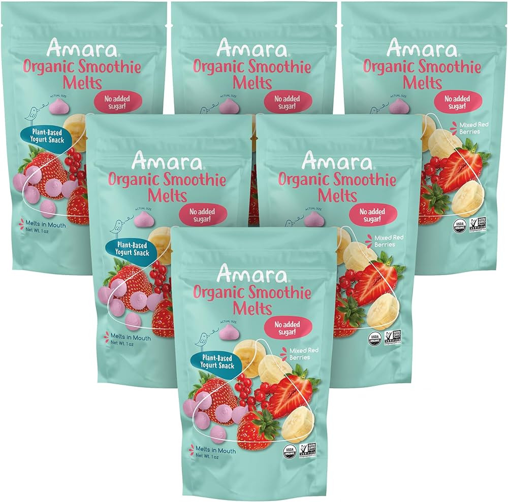 Amara Smoothie Melts - Mixed Red Berries - Baby Snacks Made With Fruits and Vegetables - Healthy ... | Amazon (US)