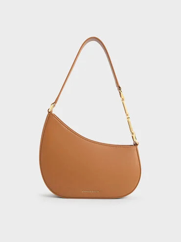Brown Agatha Chain-Accent Shoulder Bag | CHARLES & KEITH | Charles & Keith US