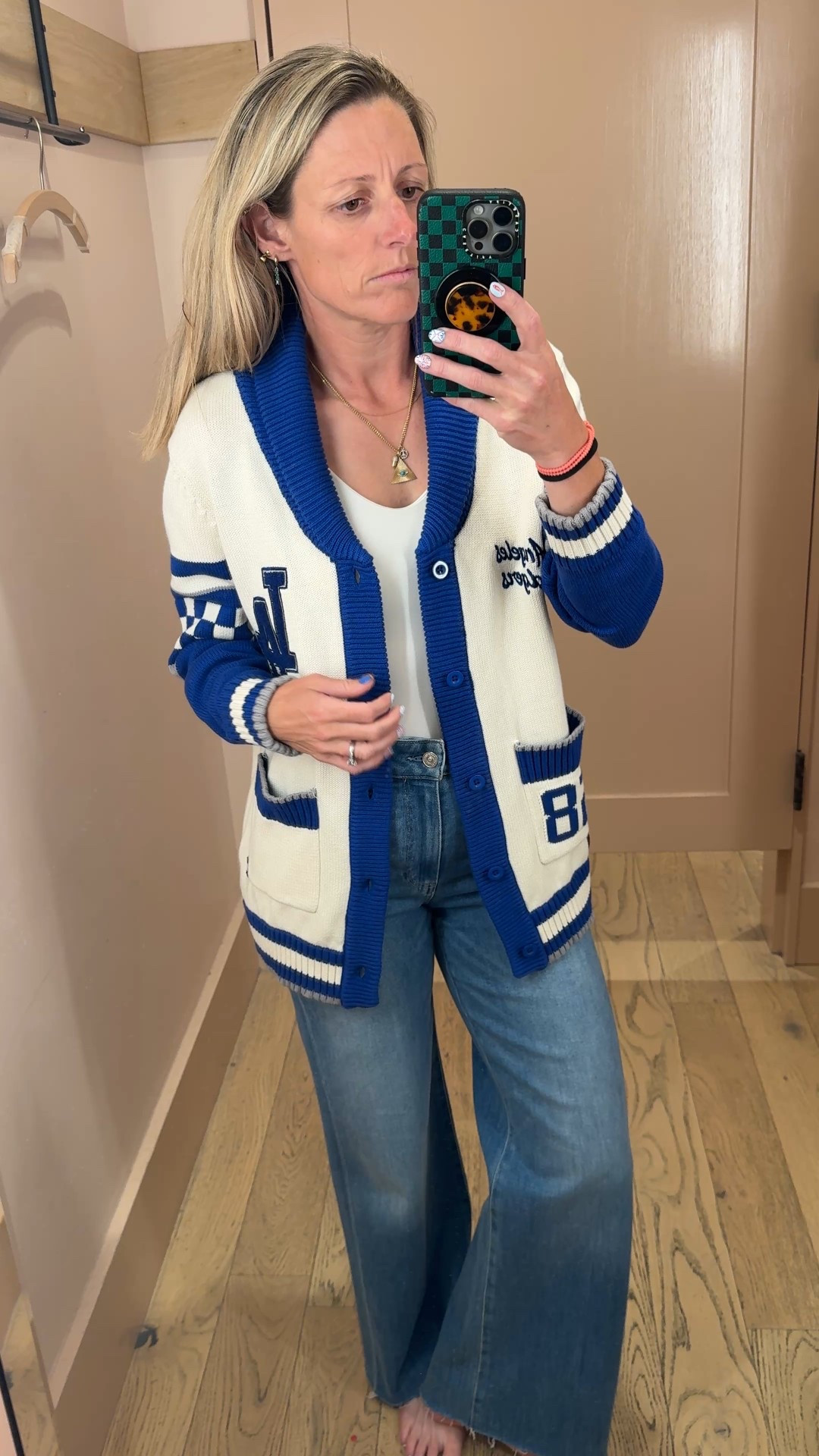 They must have baseball fan cardigan. Comes in a ton different colors for different teams wearing size extra small. #LADodgers #FanGear #BaseballOutfit #BaseballSweater #DodgersSweater

#LTKStyleTip #LTKSeasonal