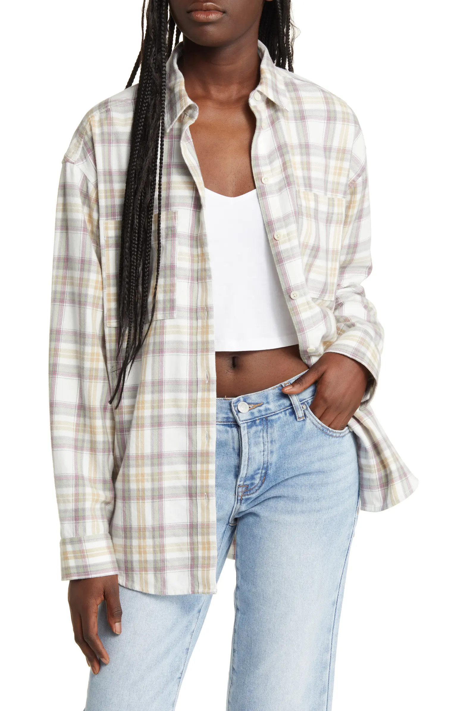 Cozy Plaid Oversize Cotton Flannel Shirt | Nordstrom