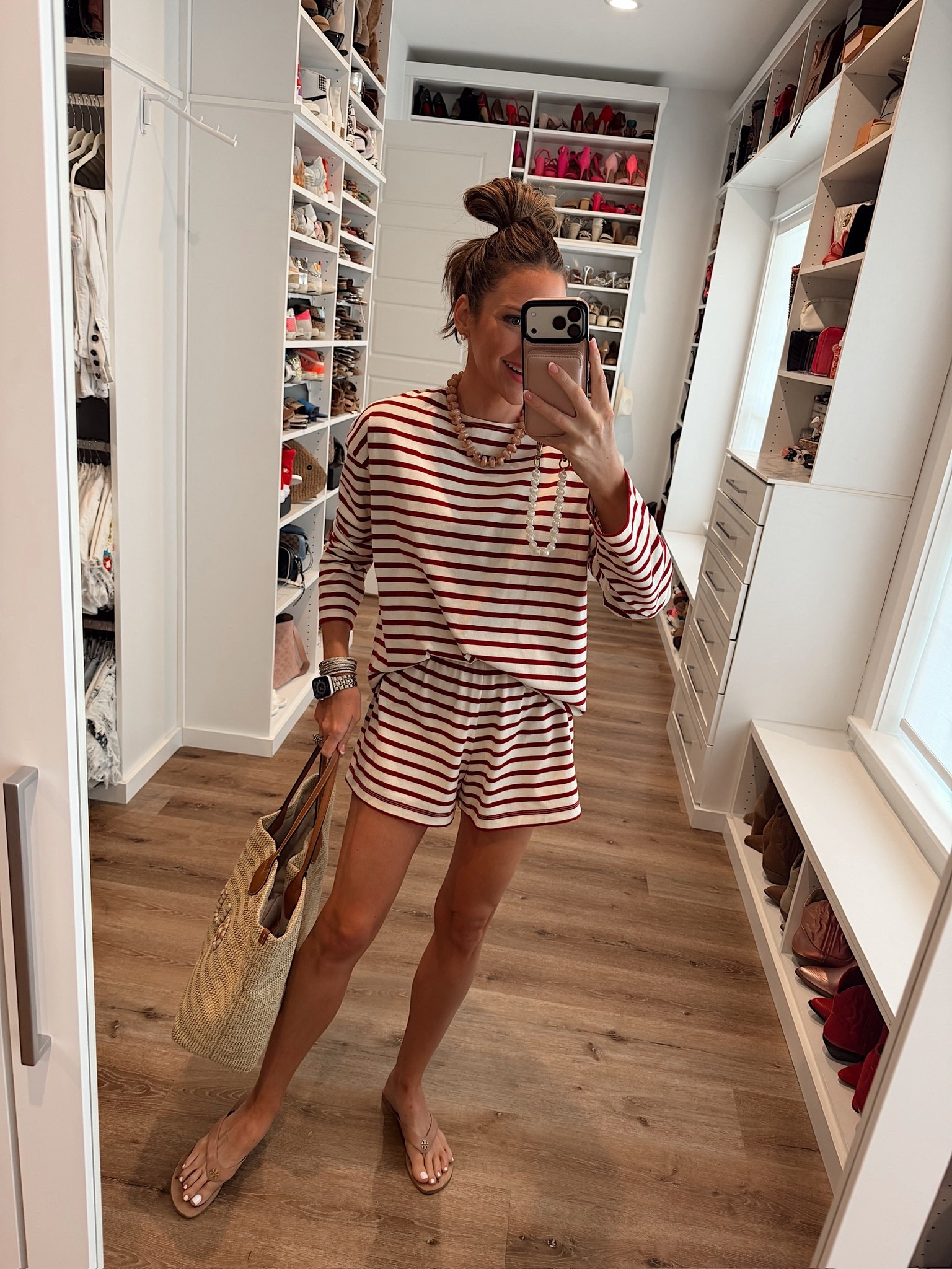 In a small top and shorts, necklace, sandals and accessories- fits tts.

#LTKmomlife #LTKSeasonal #LTKootd