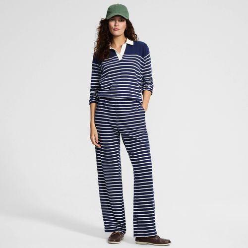 Women's Petite Mariner High Rise Wide Leg Pull On Pants - Lands' End - Blue - XL | Lands' End (US)