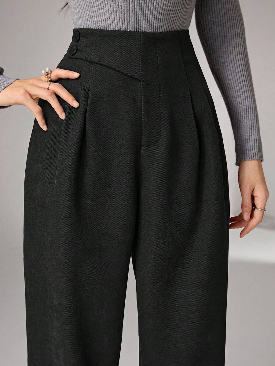 Heiryn Women's Casual Versatile Commuter Solid Color High Waist Pants,Fall | SHEIN