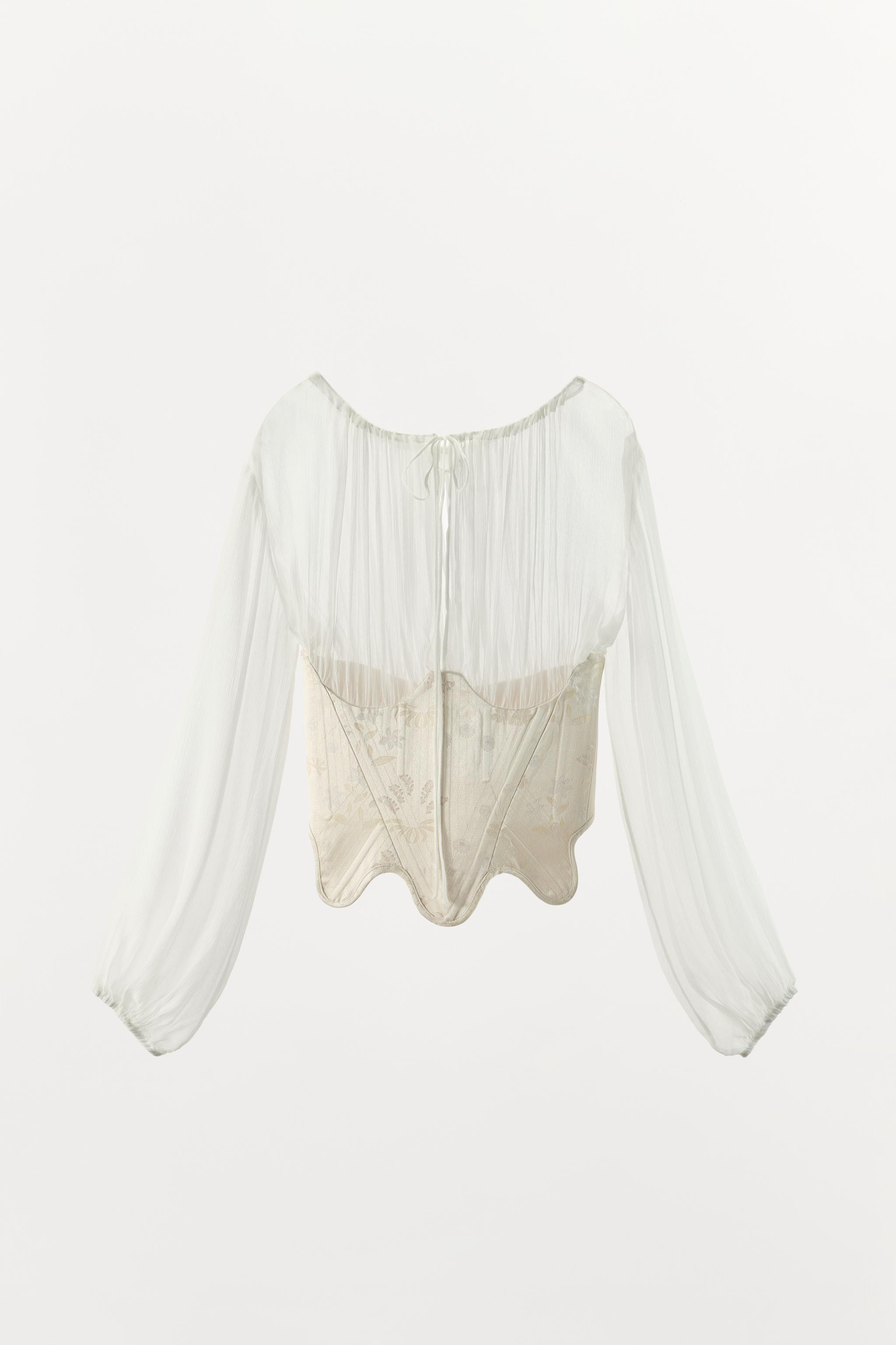 COMBINATION JACQUARD CORSET BLOUSE | Zara US