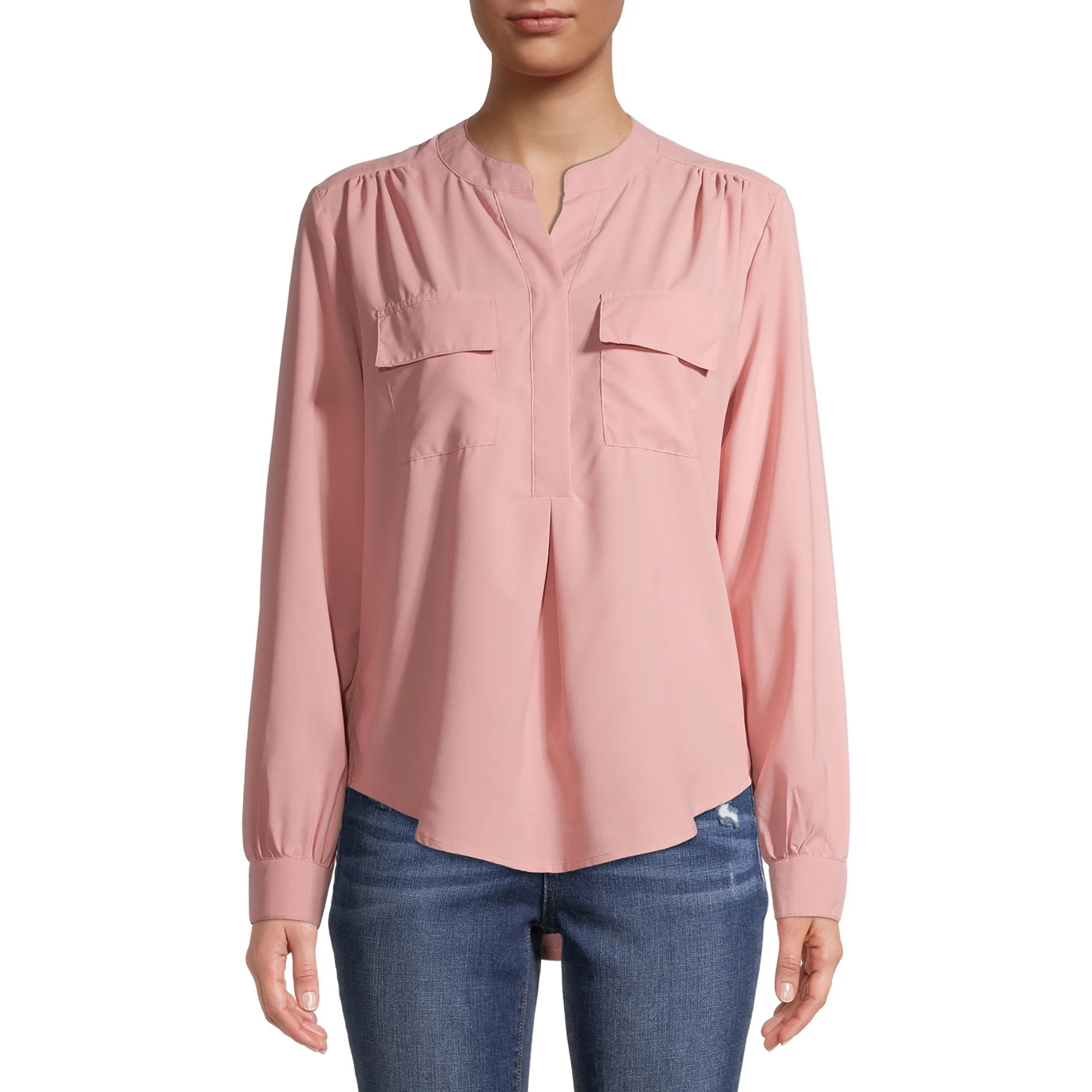 Time and Tru Women's Long Sleeve Utility Shirt | Walmart (US)