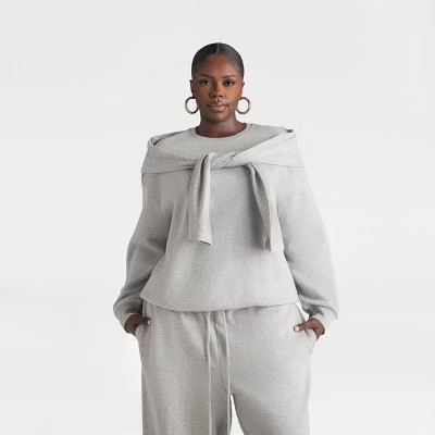 KBB by KAHLANA Women's Long Sleeve 'The Double Layer Crewneck Sweatshirt' - Heather Gray XXL | Target