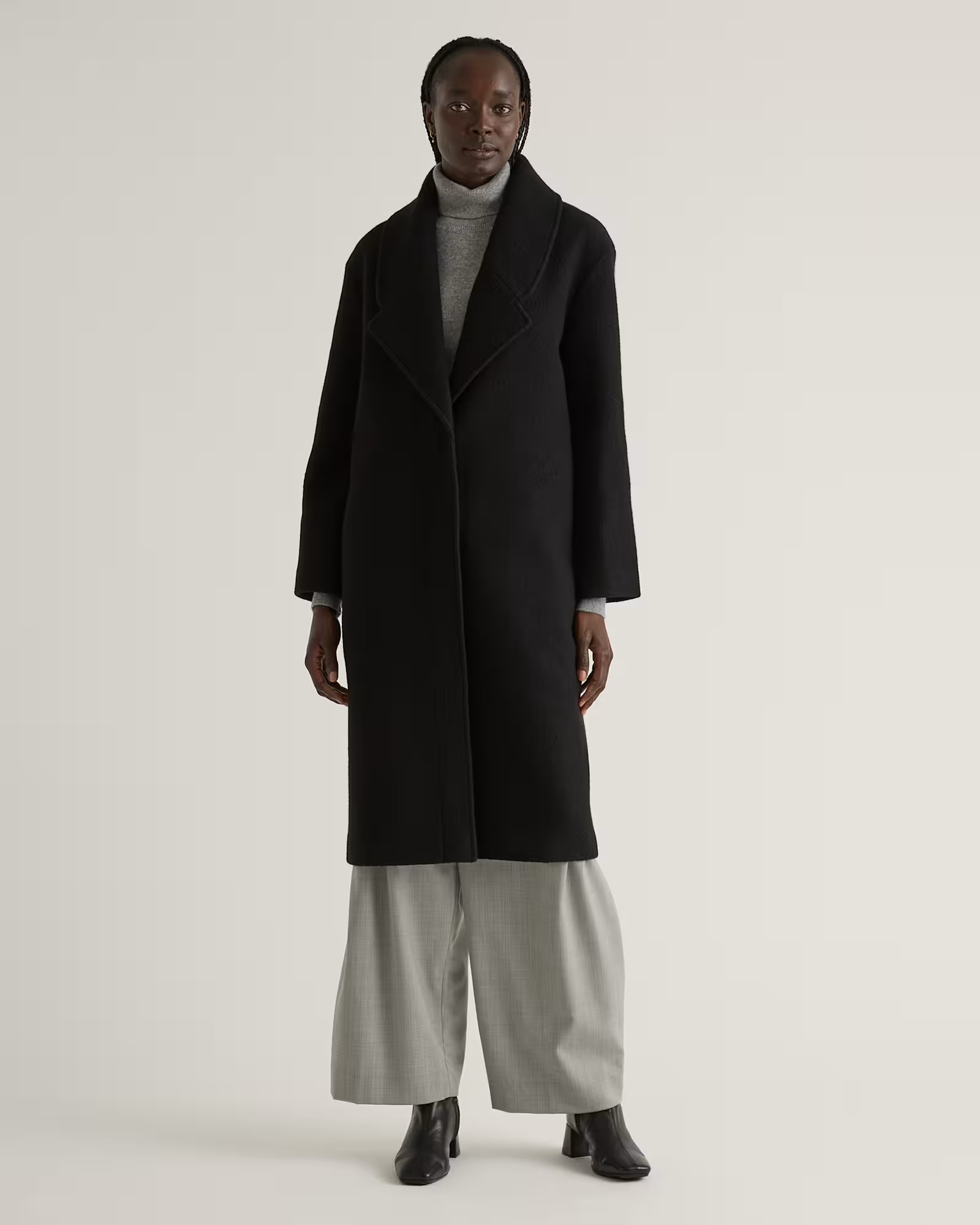 100% Merino Wool Shawl Collar Long Coat | Quince
