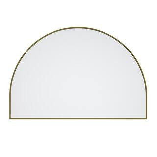 Glass Warehouse 48 in. W x 32 in. H Framed Arched Bathroom Vanity Mirror in Satin Brass SF-ARC-48... | The Home Depot