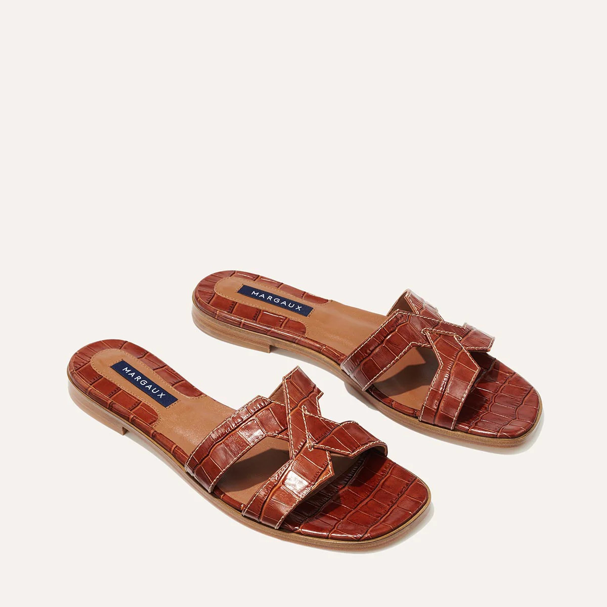 The MX Sandal - Mahogany Croc Embossed | Margaux