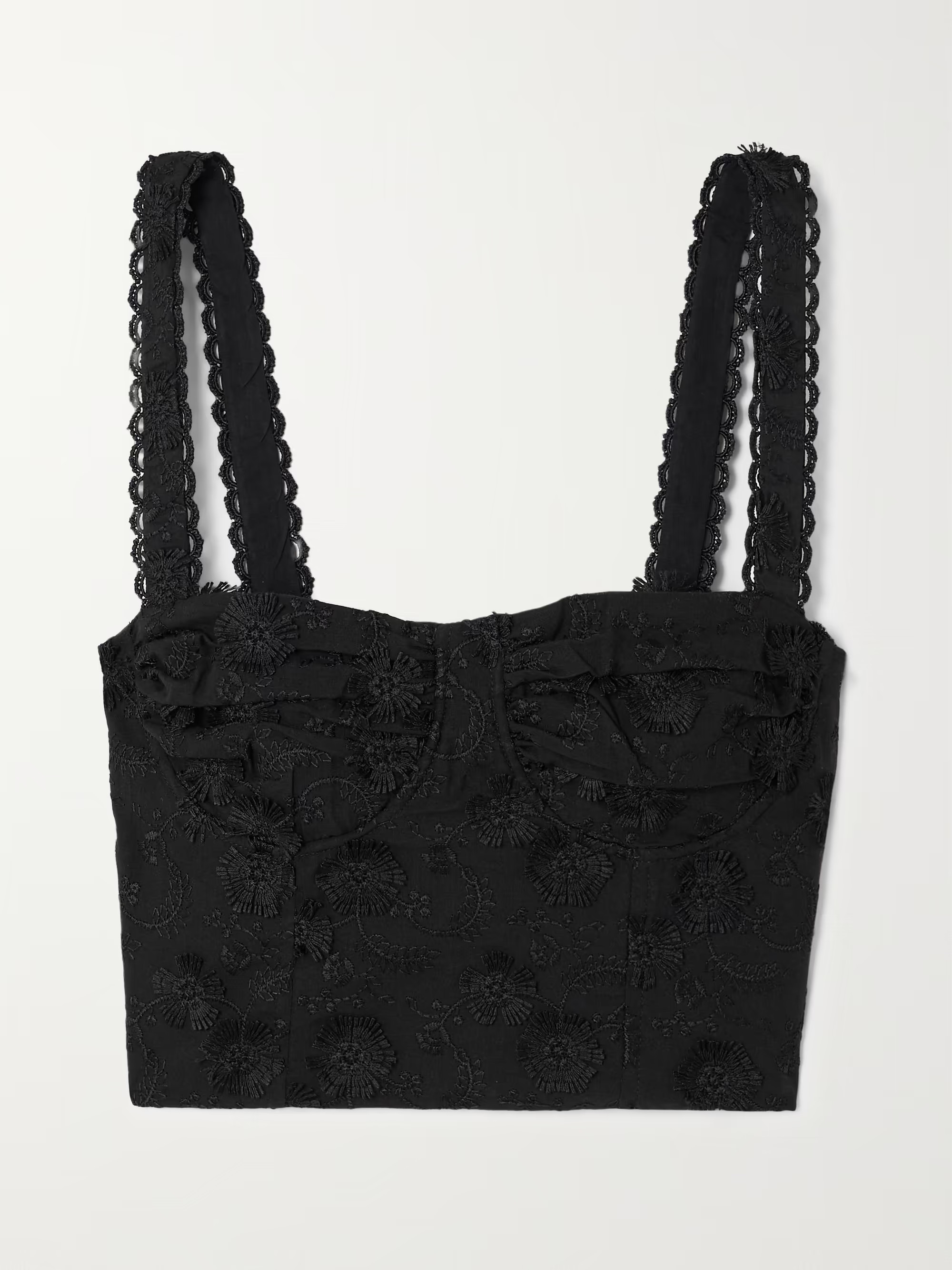Cropped embroidered crepe bustier top | NET-A-PORTER (US)