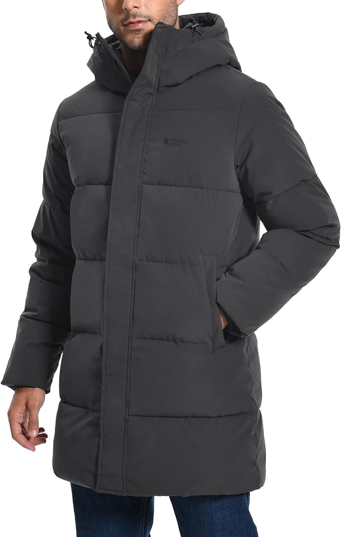 Pioneer Camp Mens Long Winter Coat Hooded Waterproof Insulated Puffer Jacket Thicken Puffy Warm D... | Amazon (US)