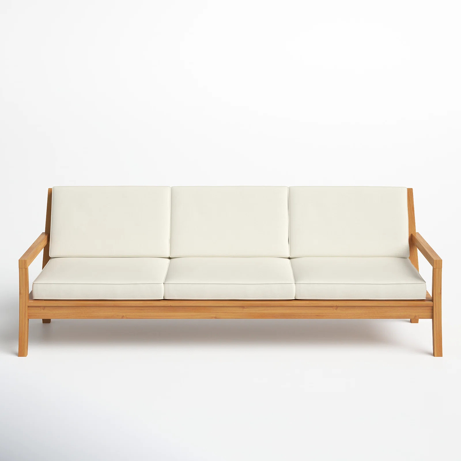 Adagio Outdoor Solid Teak Wood 3-Person Sofa with Cushions | Wayfair North America