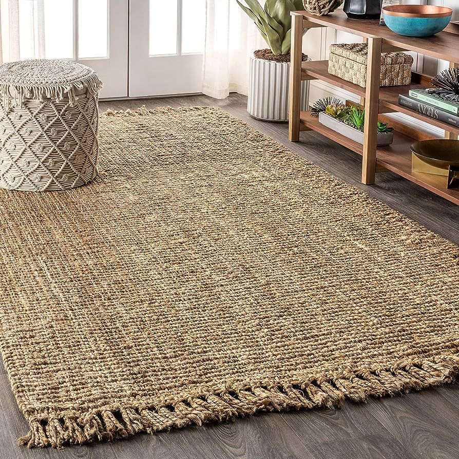 JONATHAN Y NRF103A-6 Pata Hand Woven Chunky Jute with Fringe Area Rug, Bohemian, Rustic, Cottage ... | Amazon (US)