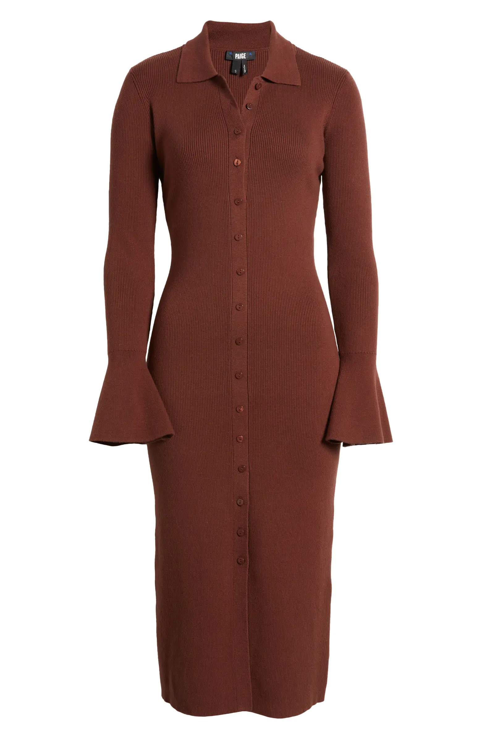 Tascha Long Sleeve Rib Cardigan Sweater Dress | Nordstrom