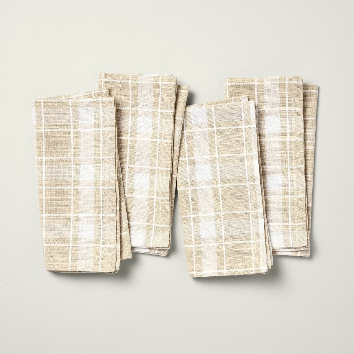4pk Grid Plaid Cloth Napkins Beige/Cream - Hearth & Hand™ with Magnolia | Target