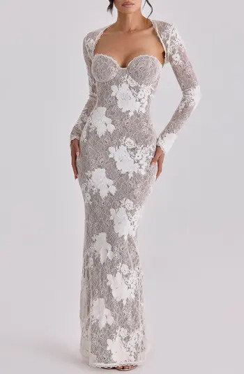HOUSE OF CB Lucienne Lace Corset Strapless Gown & Bolero Set | Nordstrom | Nordstrom