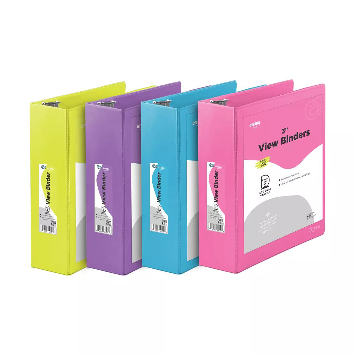 Enday 3-Ring View Binder With 2-Pockets - 4 Pack | Target