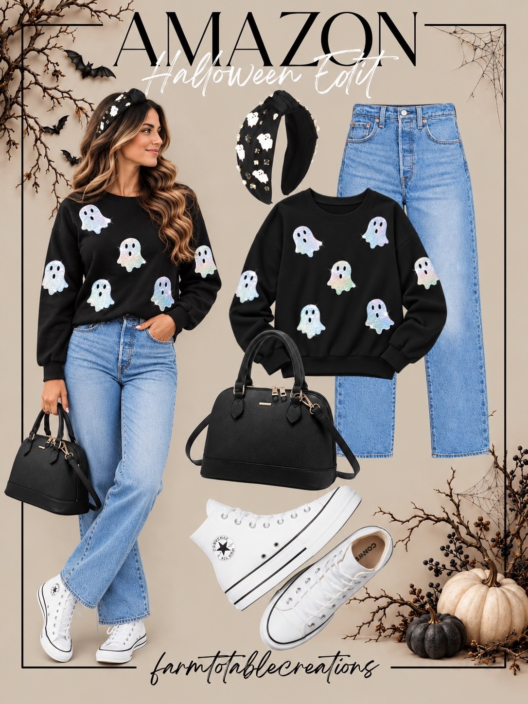 Consider This Your Cute & Cozy Halloween Outfit 👻 A little sparkle, a little spooky, and so easy to wear! This playful Amazon look is perfect for pumpkin picking, school parties, or a casual October day. Comfy with just enough Halloween fun! 🖤 Tap to shop.

#AmazonFashion #HalloweenOutfit #GhostSweatshirt #HalloweenHeadband #FallOutfit #WideLegJeans #WhiteSneakers #ootd #LTKSeasonal #LTKStyleTip