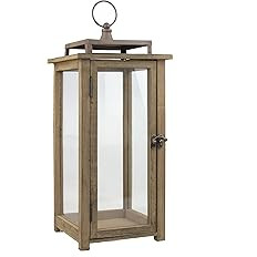 Stonebriar 18 Inch Rustic Wooden Candle Hurricane Lantern, For Table Top, Mantle, Wall Hanging, o... | Amazon (US)