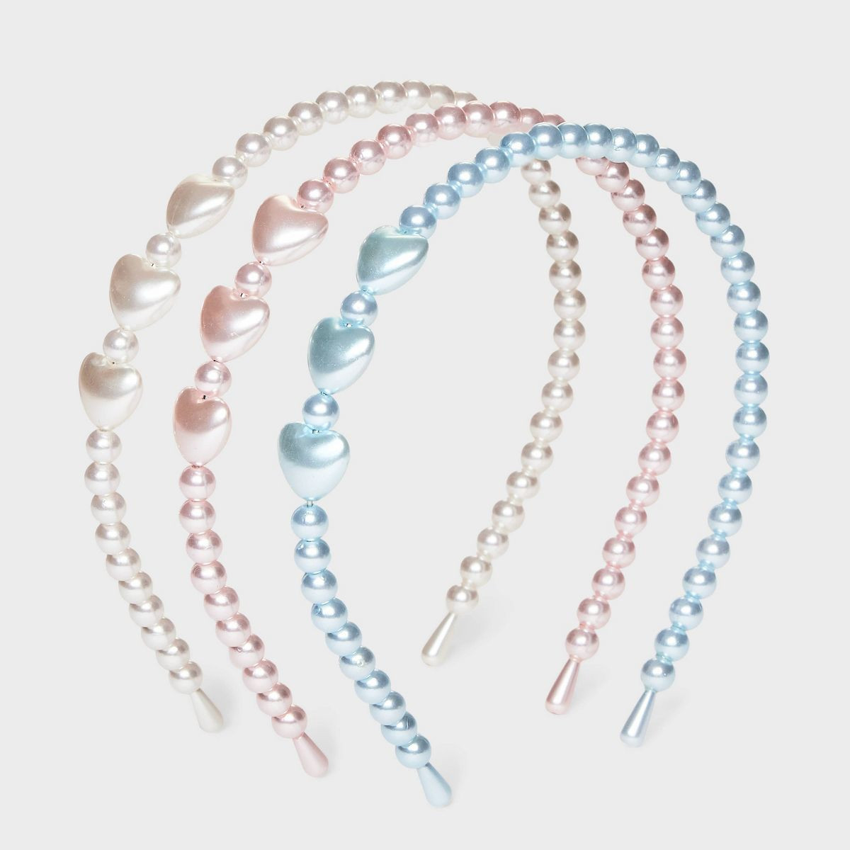 Girls' 3pk Pearl Headbands - Cat & Jack™ Blue/Pink/White | Target