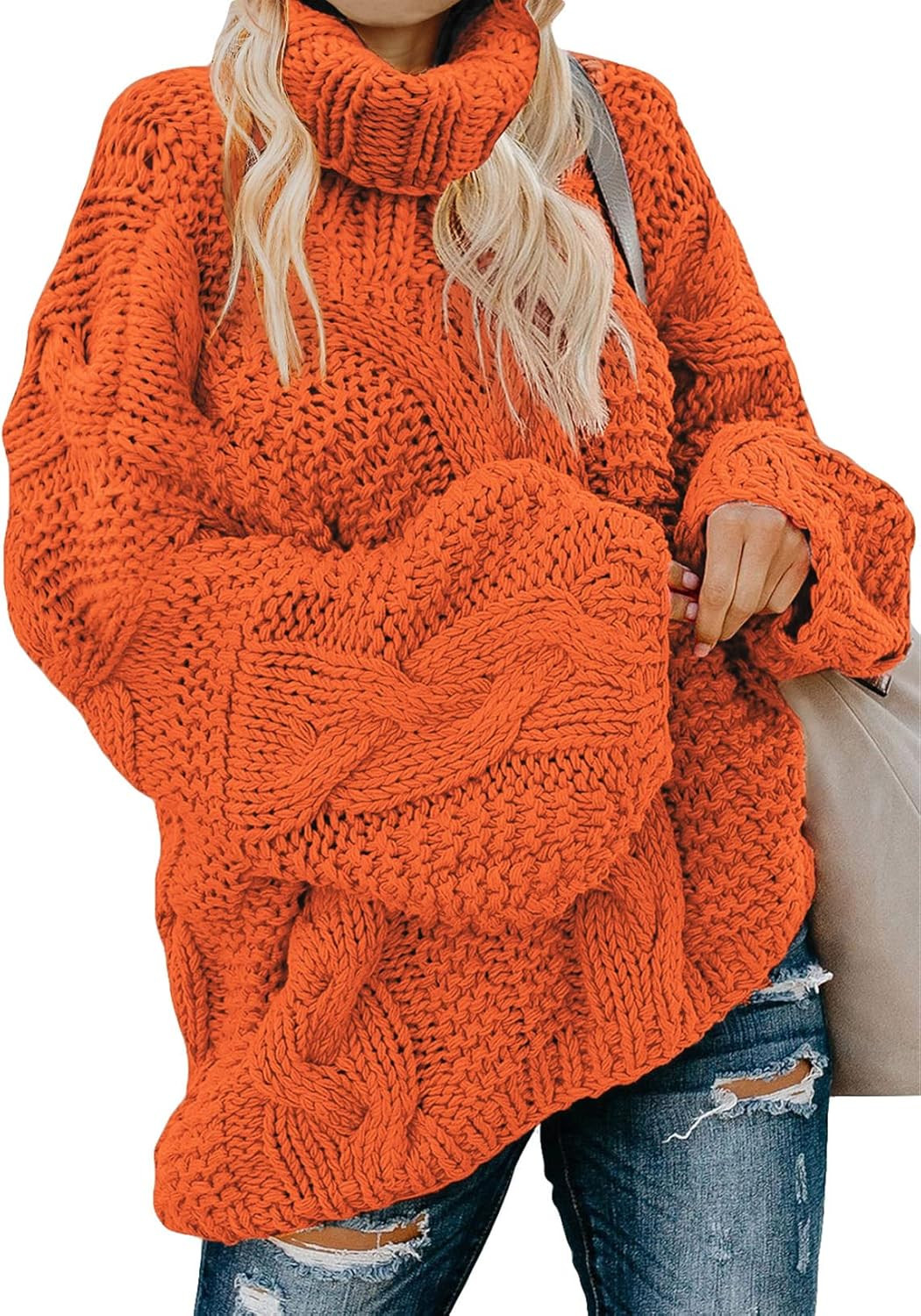 Dokotoo Womens 2022 Loose Oversized Casual Turtle Neck Sweater Pullover Top | Amazon (US)