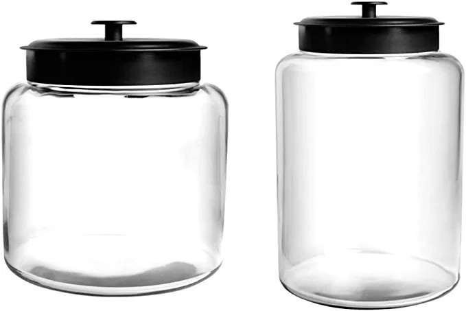 Anchor Hocking 1.5 Gallon Montana Glass Jar with Lid (2 Piece, Black Metal, Dishwasher Safe) & 2.... | Amazon (US)