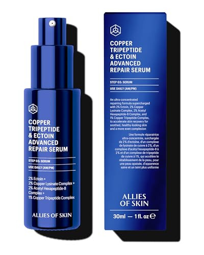 Allies of Skin Copper Tripeptide & Ectoin Advanced Repair Face Serum | Hydrating Moisturizer for Dry Skin | Anti Aging Skincare with Peptides | Treat Fine Lines & Wrinkles (1 Fl. oz) | Amazon (US)