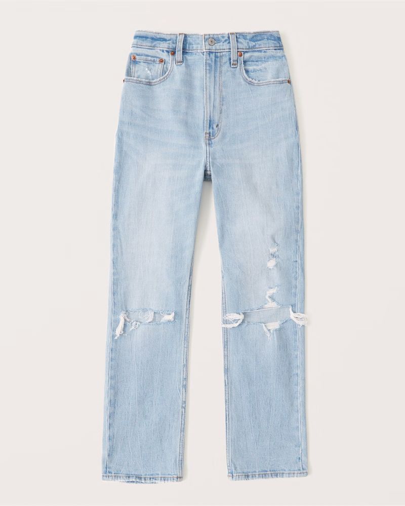 Women's Ultra High Rise Ankle Straight Jeans | Women's Bottoms | Abercrombie.com | Abercrombie & Fitch (US)