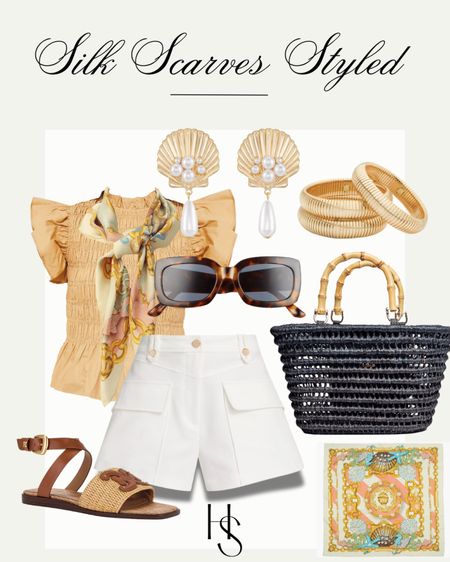 The absolute perfect way to style a silk scarf and white shorts for vacay! 
Sandals styled for summer 

#LTKshoecrush