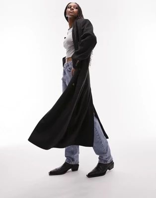 Topshop Tall smart oversized coat in black | ASOS (Global)