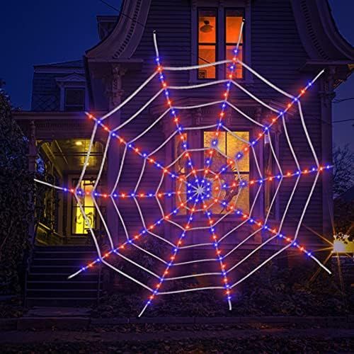 [ Prelit & Avoid Tangled Mess ] 12Ft 120LED Giant Halloween Spider Web Decor with Orange Purple Net  | Amazon (US)