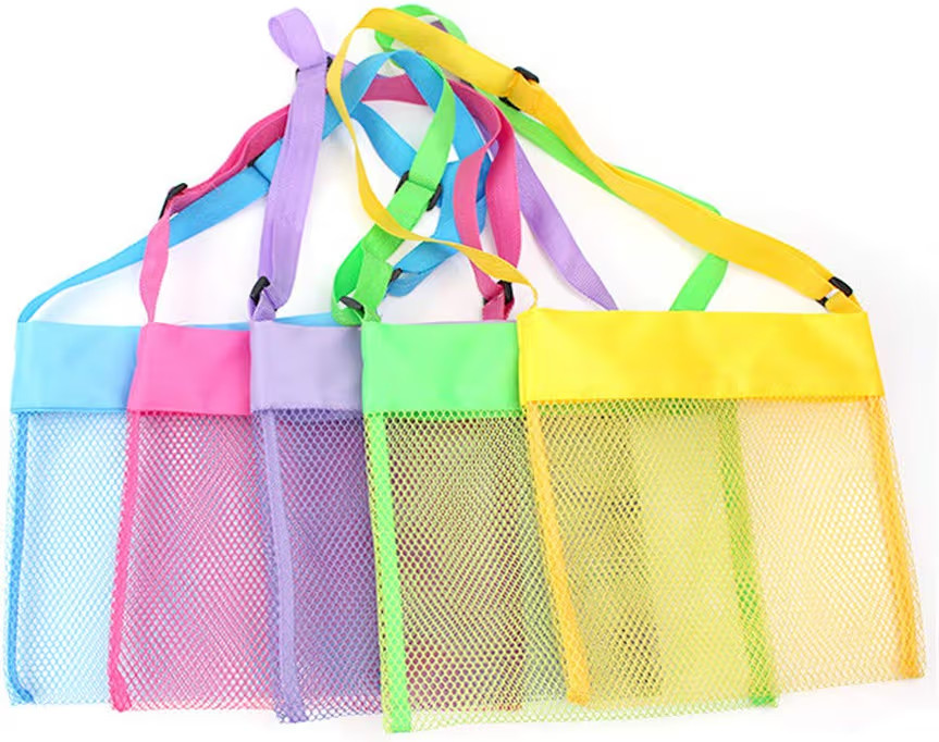COTDINFORCA 5-PCS Colorful Mesh Beach Bags Sand Away Portable Foldable Sea Shell Bag with Adjusta... | Amazon (US)