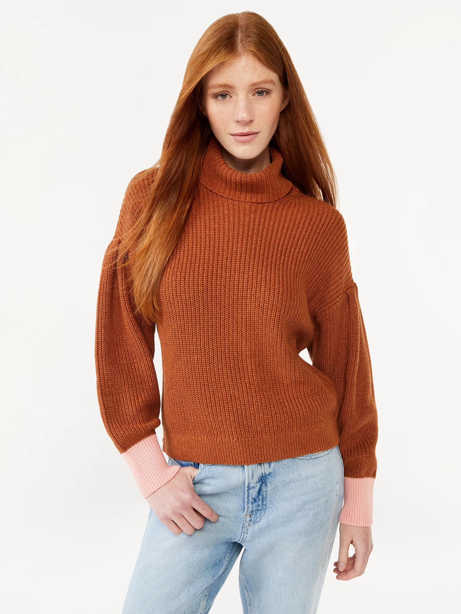 Free Assembly Women's Cowl Neck Pleat Shoulder Sweater, Midweight - Walmart.com | Walmart (US)