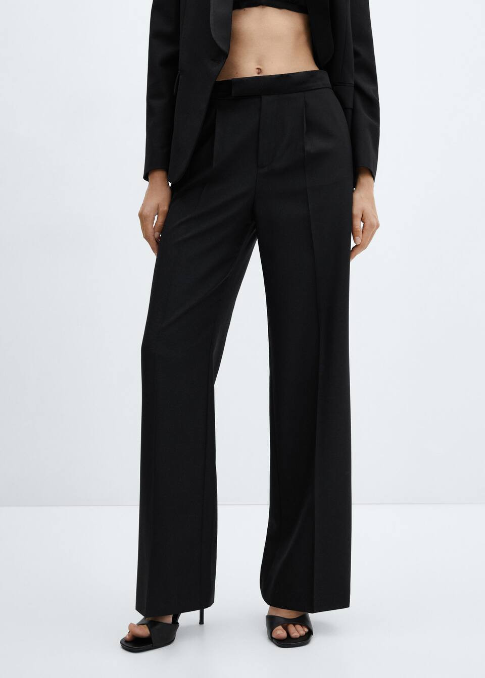 Satin-waist wool pants -  Women | Mango USA | MANGO (US)