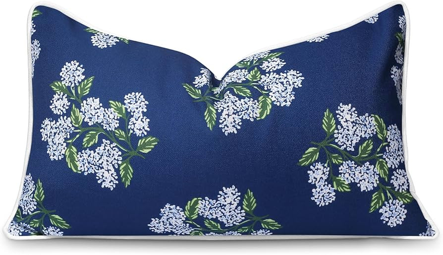 Hofdeco Premium Coastal Patio Indoor Outdoor Lumbar Pillow Cover Only, 12"x20" Water Repellent fo... | Amazon (US)