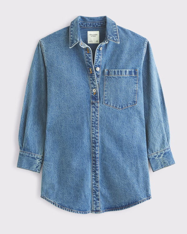 Women's Denim Mini Shirt Dress | Women's New Arrivals | Abercrombie.com | Abercrombie & Fitch (US)