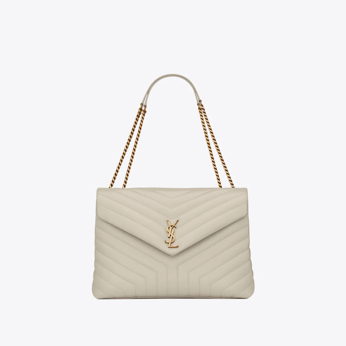 Loulou Large Chain Bag In Quilted "Y" Leather White One Size | Saint Laurent Inc. (Global)