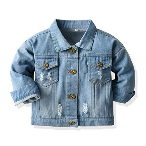 CM C&M WODRO Baby Boys Girls Denim Jacket Kids Toddler Button Down Jeans Jacket Top Coat Outerwear (Blue, 12-18 Months) | Amazon (US)