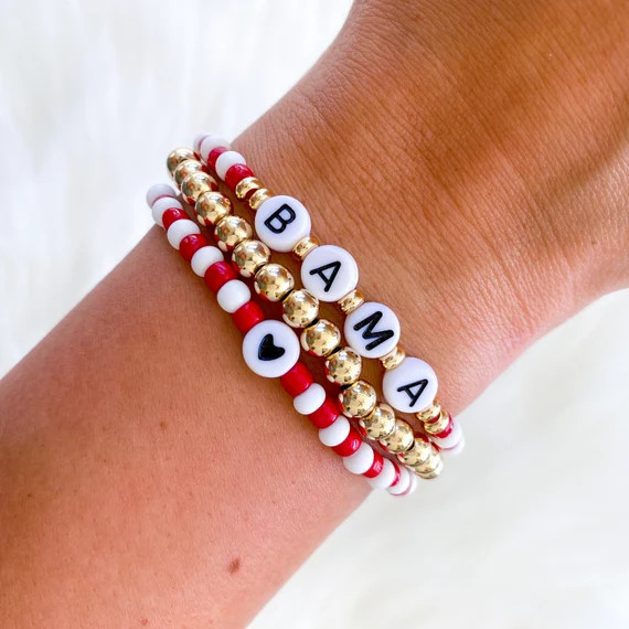Alabama Inspired Bracelet  Bama Bead Bracelet Set  Roll Tide - Etsy | Etsy (US)