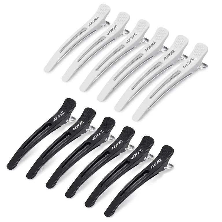 AIMIKE 12pcs Professional Hair Clips, Non-Slip Duck Billed Clips for Styling Sectioning, Black & ... | Walmart (US)
