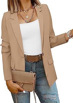 CRAZY GRID Women Business Casual Blazer with Lined Professional Work Suit Jacket with Pockets | Amazon (US)