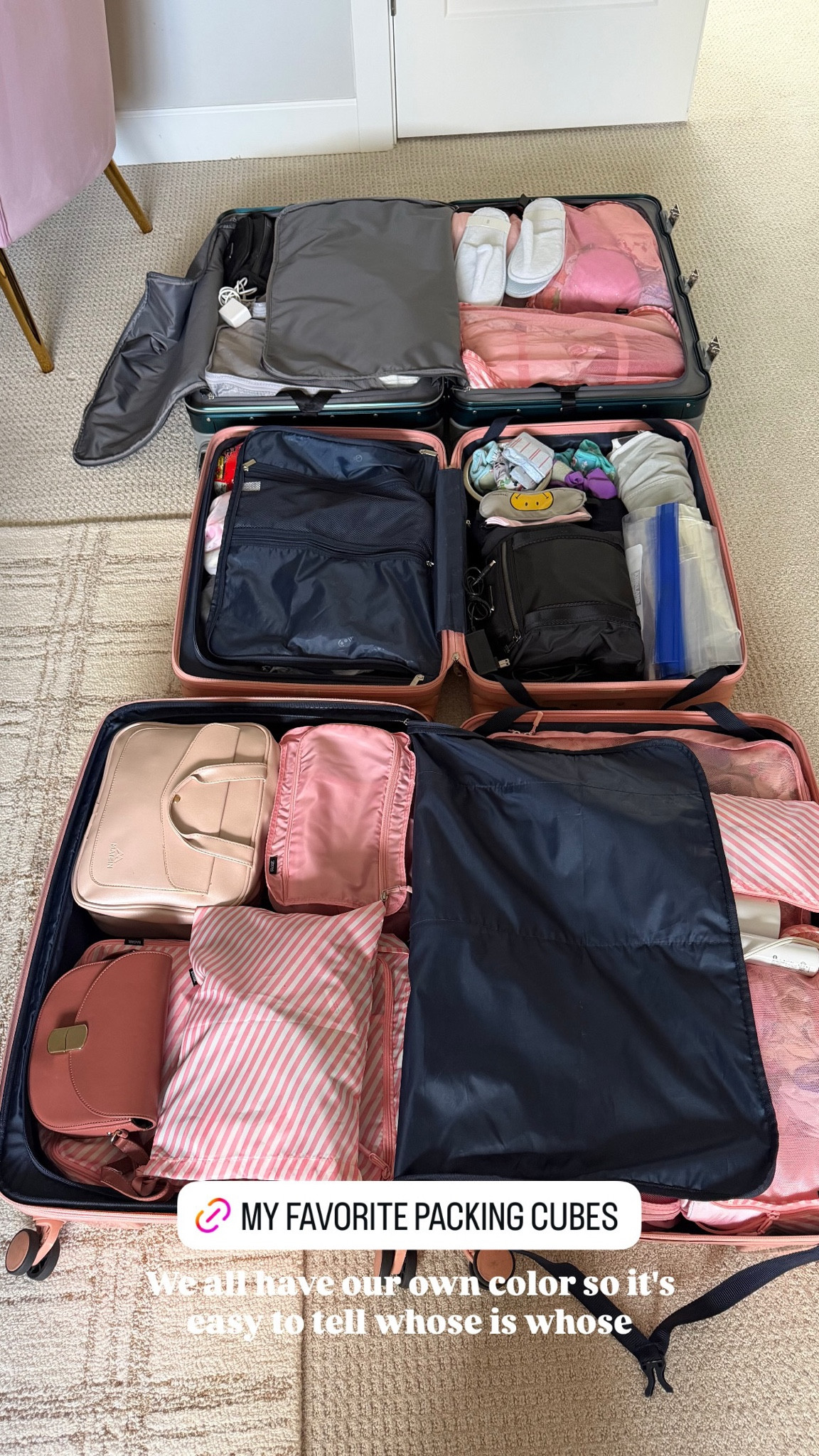 MY FAVORITE PACKING CUBES! We all have our own color so it's easy to tell whose is whose

#LTKsummer #LTKtravel #LTKhome