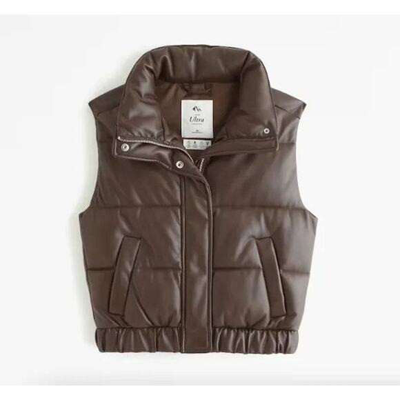 Abercrombie & Fitch Dark Brown Puffer Vest, Faux Leather - M | Poshmark
