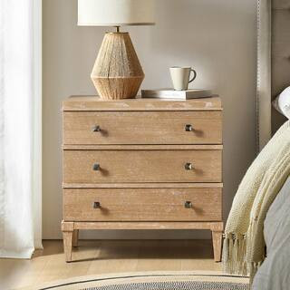 JAYDEN CREATION Nikolaus Acorn Transitional 3-Drawer Nightstand with Charging Station NSLS1236-AC... | The Home Depot